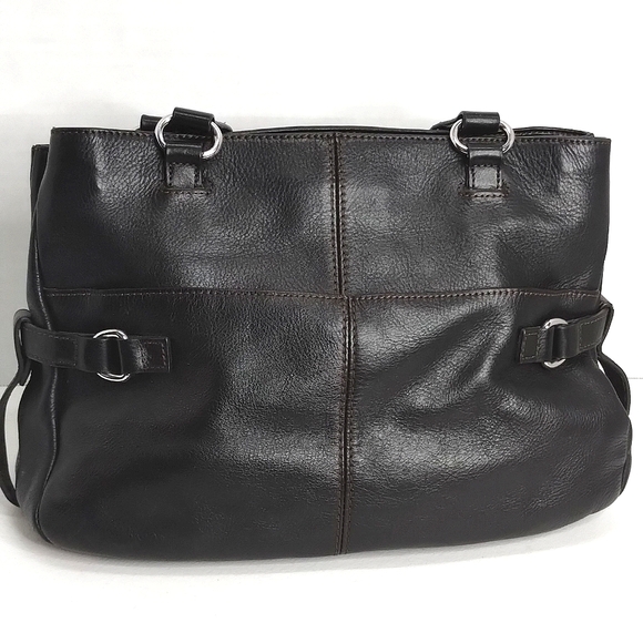 Etienne Aigner Large Satchel Shoulder Bag Black Leather with Keychain - Picture 6 of 16